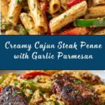 Delicious Creamy Cajun Steak Penne with Garlic & Parmesan Recipe