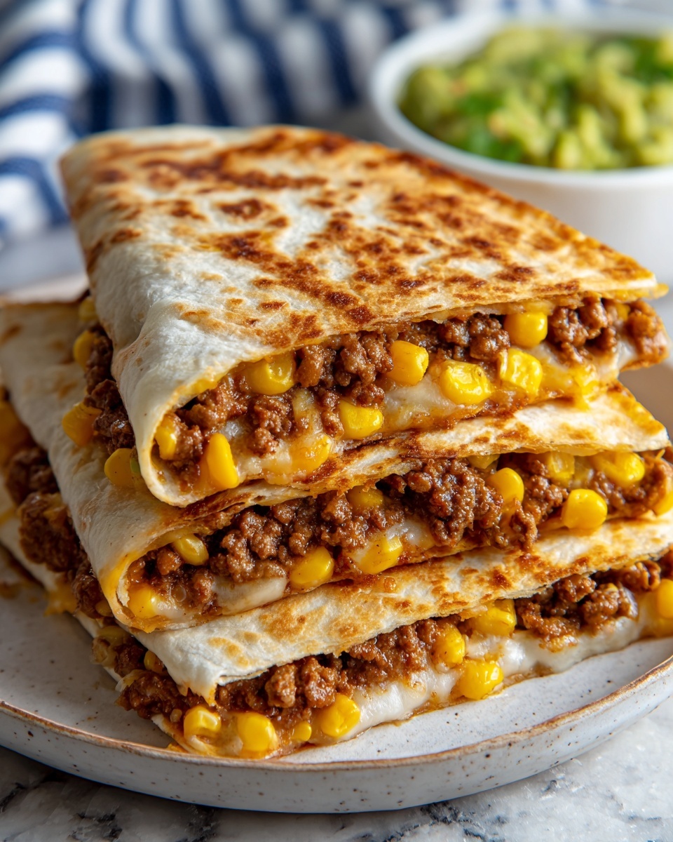 Cheesy Ground Beef Quesadillas Recipe - Recipe Image