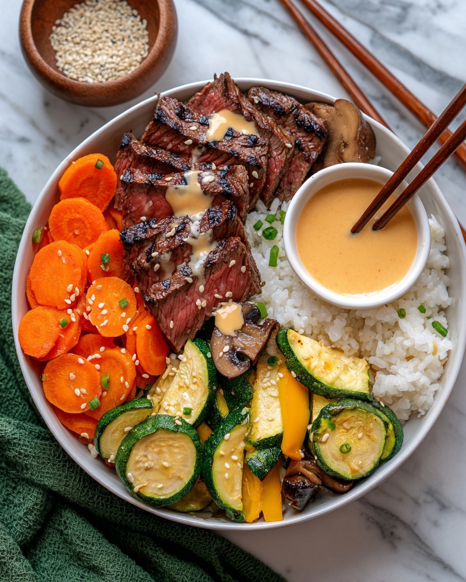 Hibachi Steak Bowls with Vegetables, Teriyaki Sauce, and Yum Yum Drizzle Recipe - Recipe Image