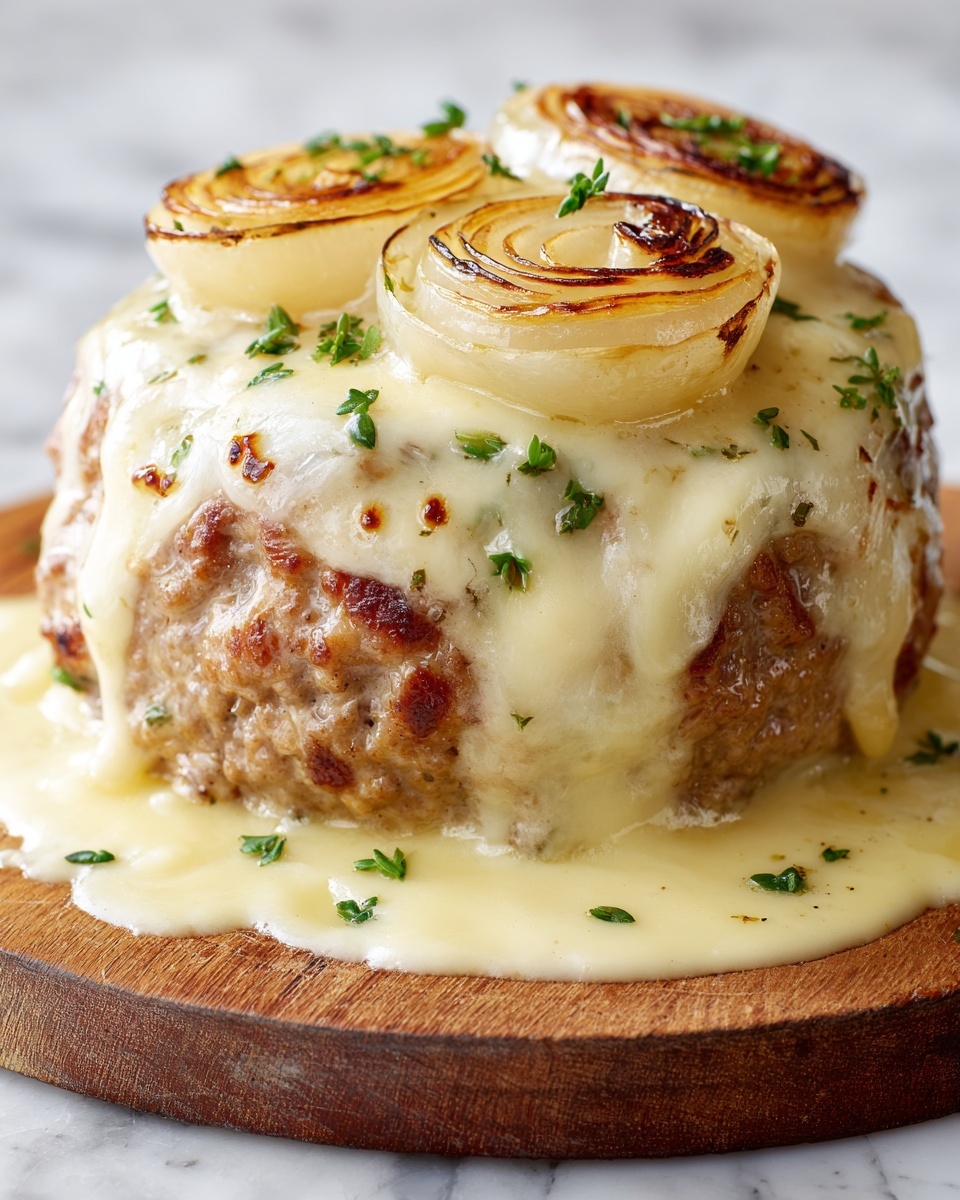 Crockpot French Onion Meatloaf with Melted Swiss Cheese Recipe - Recipe Image