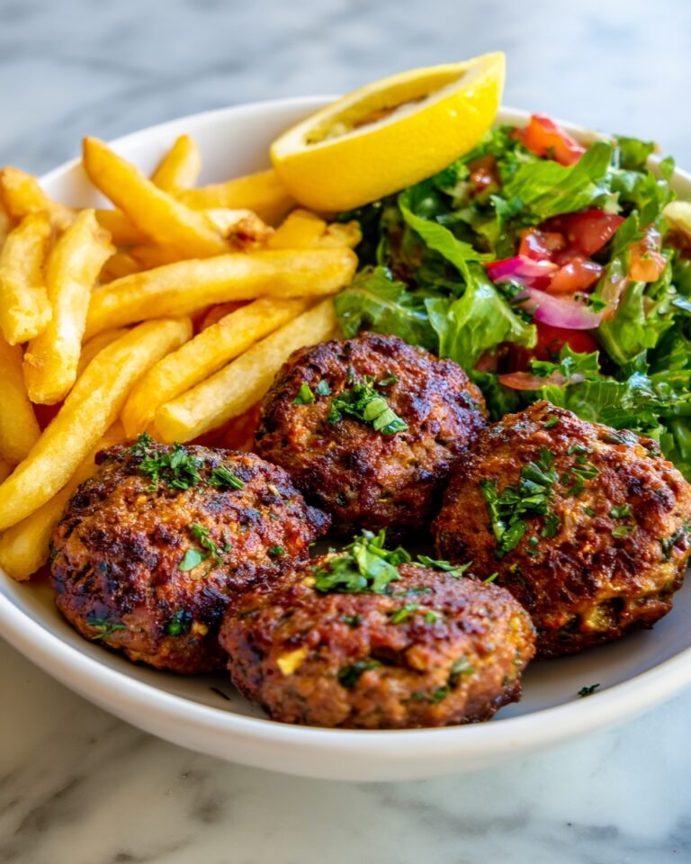 Meatballs, Crispy Fries, and Fresh Salad Recipe