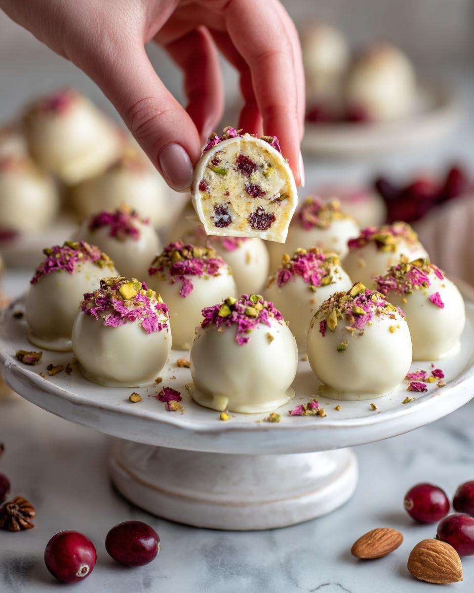 Cranberry Pistachio White Chocolate Truffles Recipe - Recipe Image