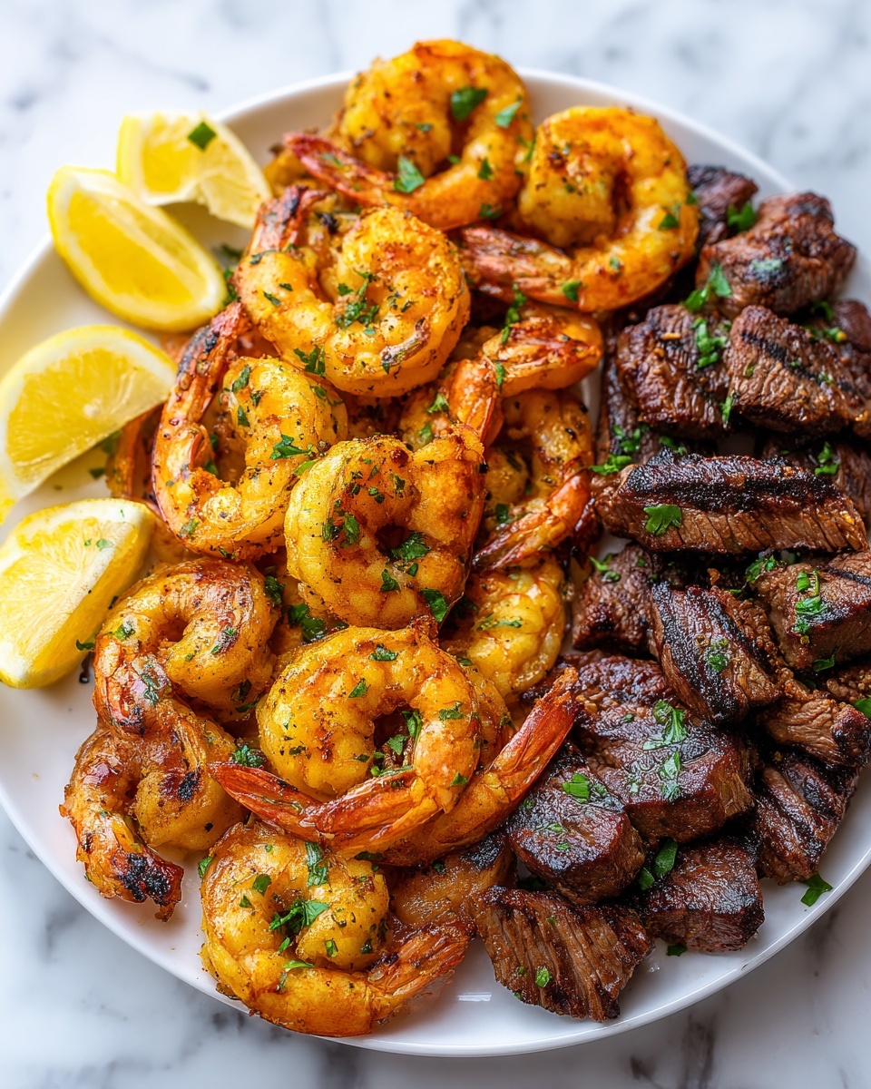 Steak Bites and Shrimp with Garlic, Herbs, and Lemon Recipe - Recipe Image