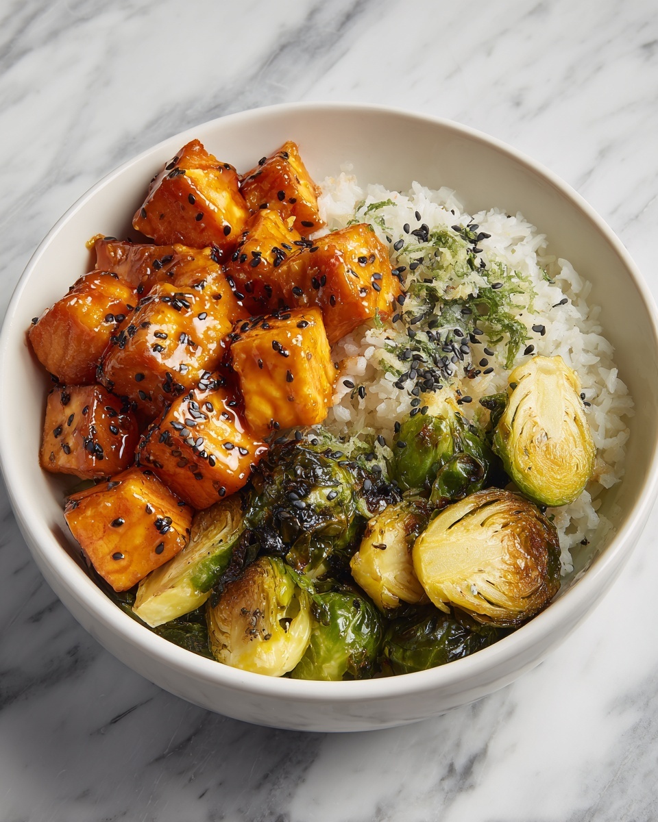 Teriyaki Salmon Bowls with Brussels Sprouts Recipe - Recipe Image