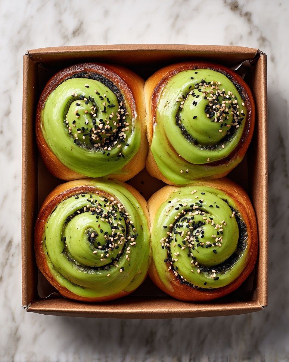 Vegan Matcha Black Sesame Cinnamon Rolls Recipe - Recipe Image