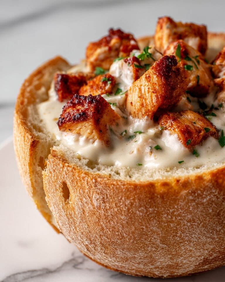 Chicken Alfredo Garlic Bread Bowls Recipe