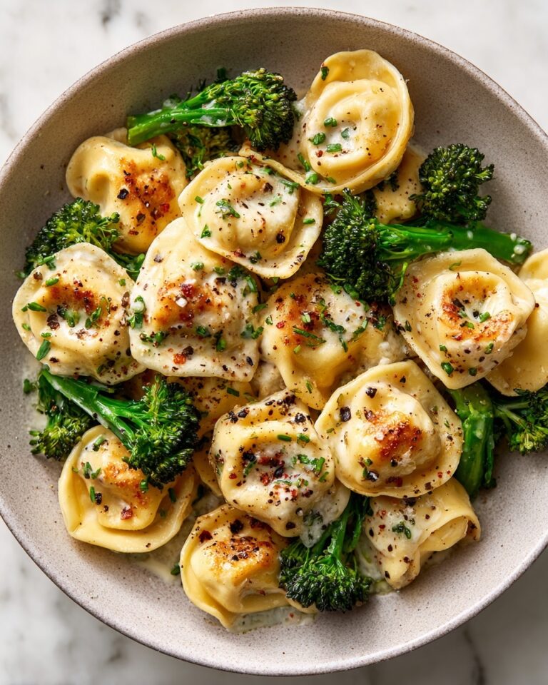 Garlic Parmesan Tortellini Skillet with Tender Chicken & Crisp Broccoli Recipe