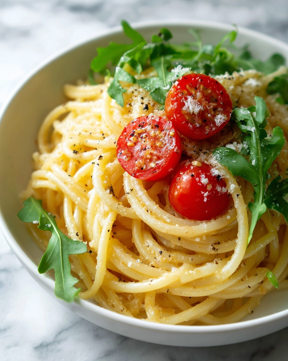 Creamy Avocado Pasta with Cherry Tomatoes and Arugula Recipe - Recipe Image
