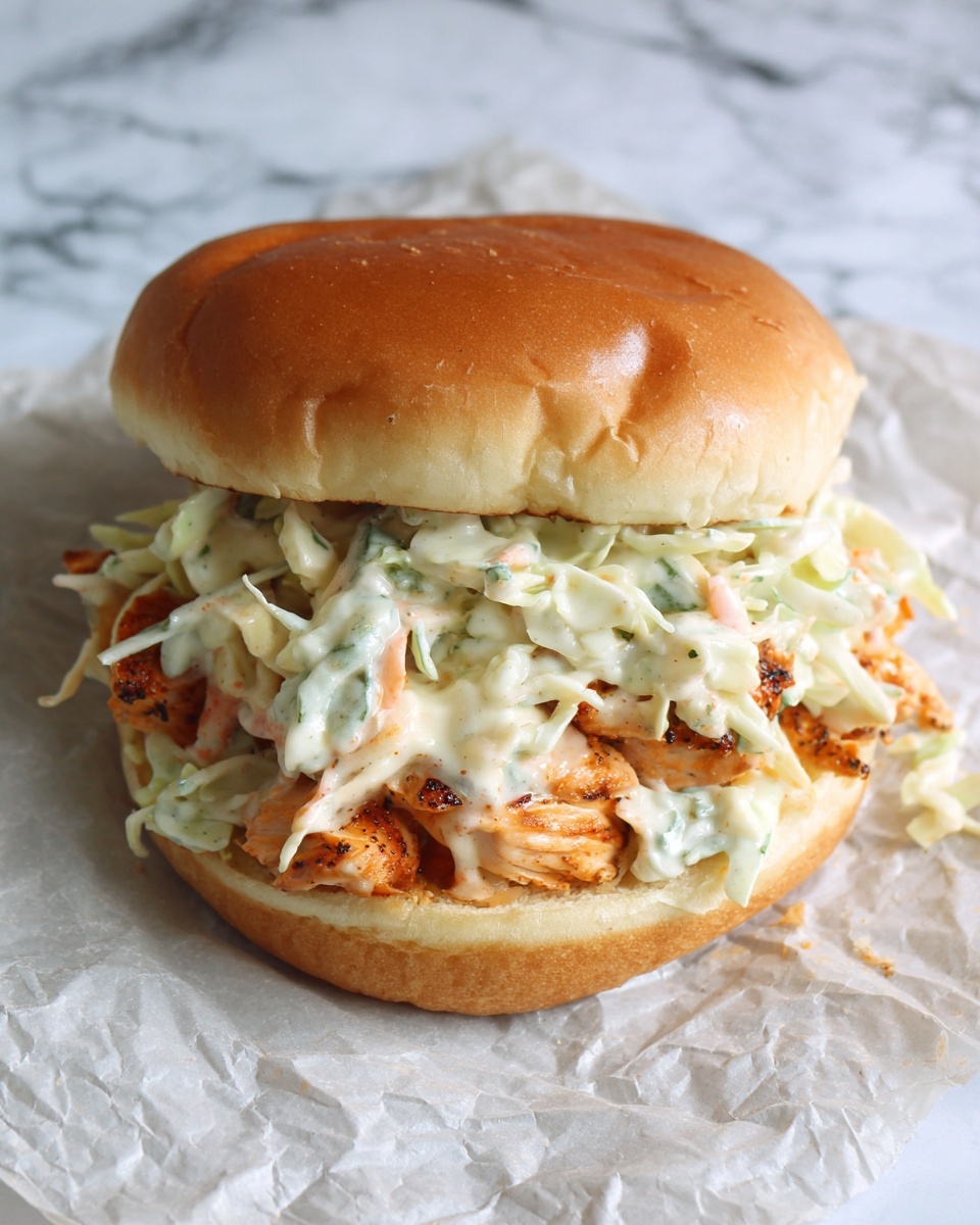 Buffalo Ranch Coleslaw Topped Chicken Sandwich Recipe - Recipe Image