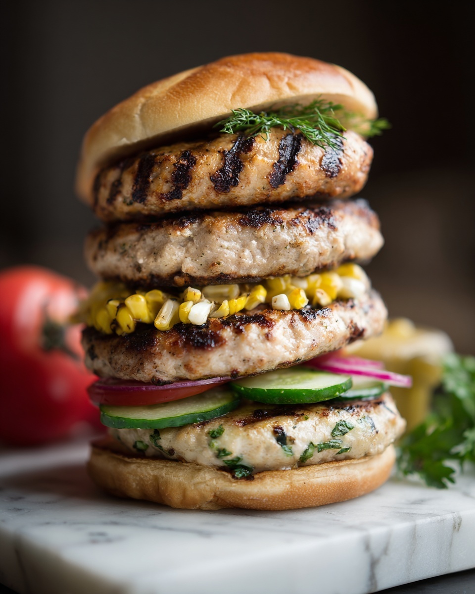 Chicken Zucchini and Fresh Corn Burgers Recipe - Recipe Image