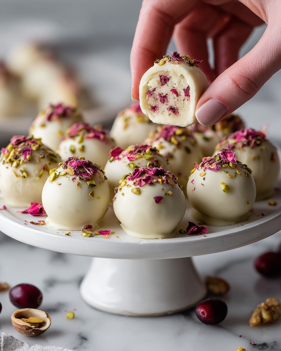 Cranberry Pistachio White Chocolate Truffles Recipe - Recipe Image