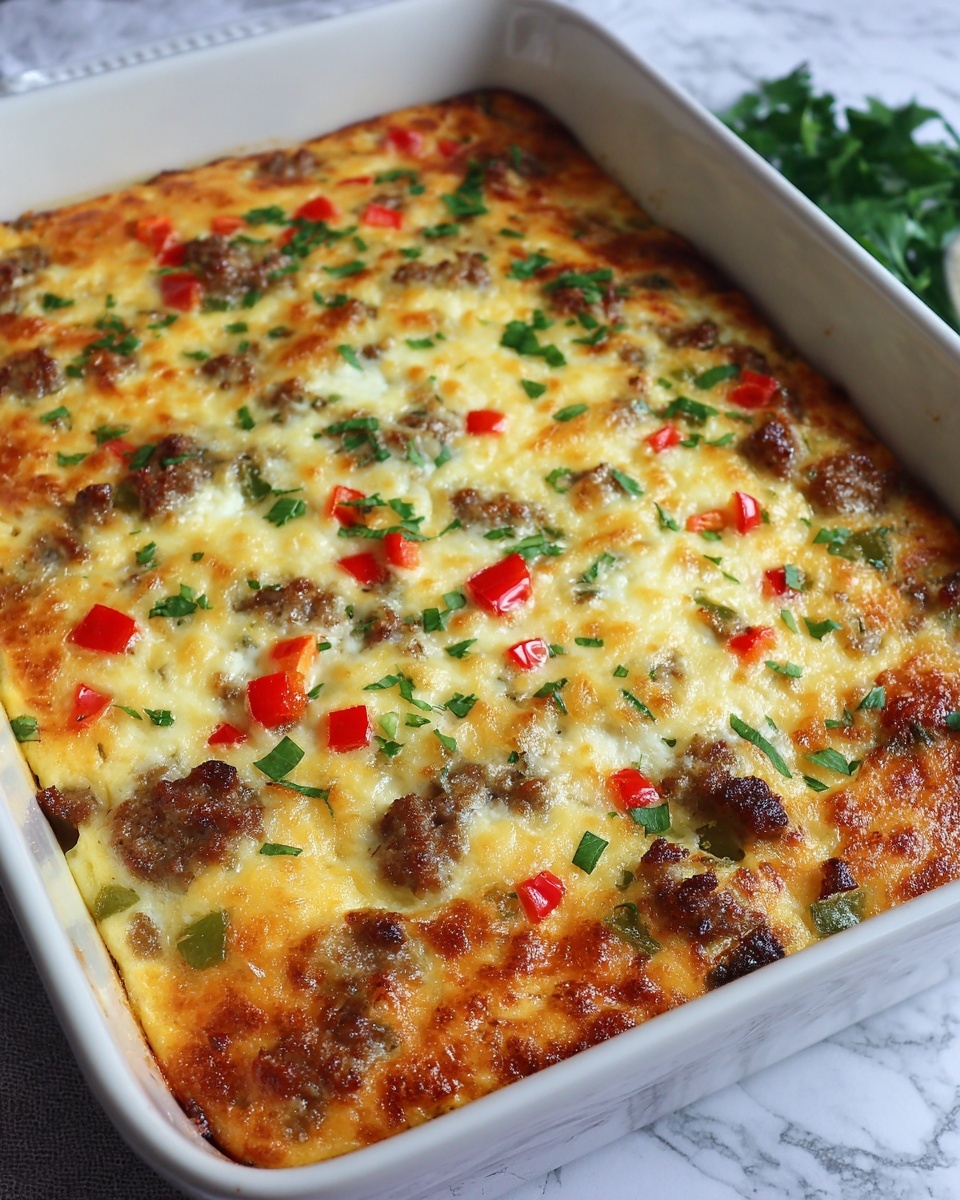 Cheesy Sausage Hashbrown Breakfast Bake Recipe - Recipe Image
