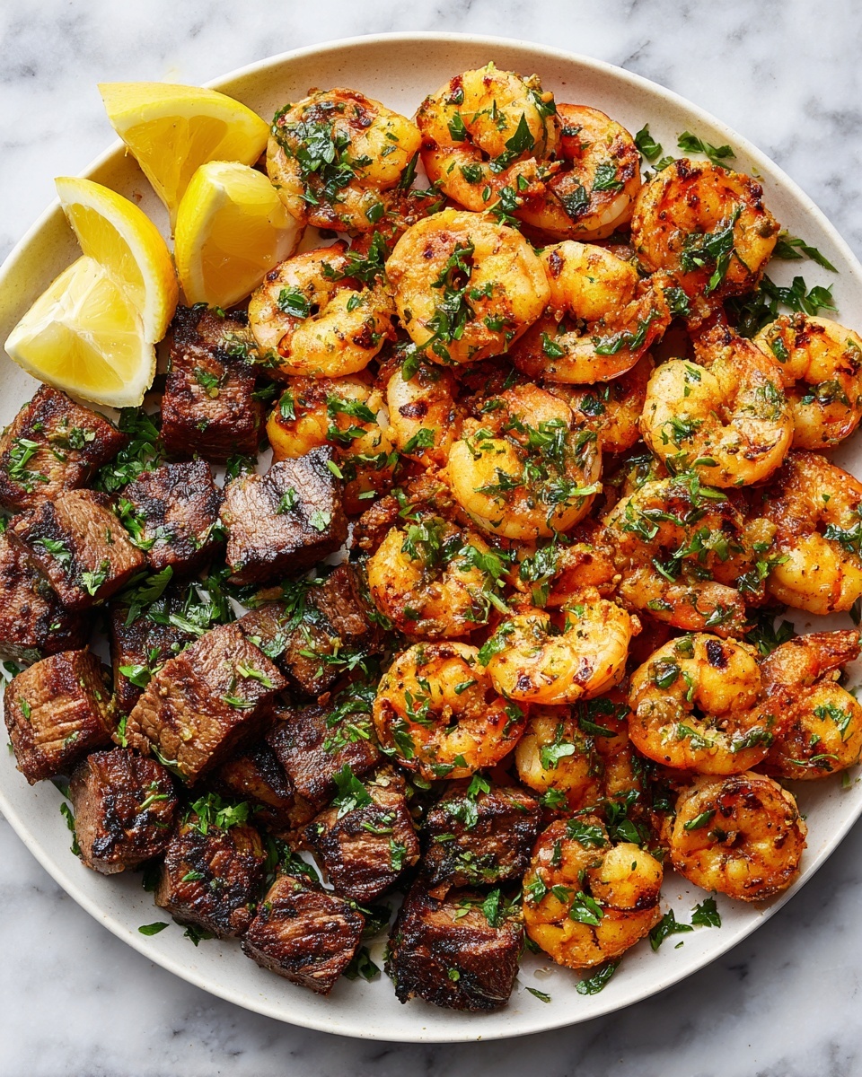 Steak Bites and Shrimp with Garlic, Herbs, and Lemon Recipe - Recipe Image