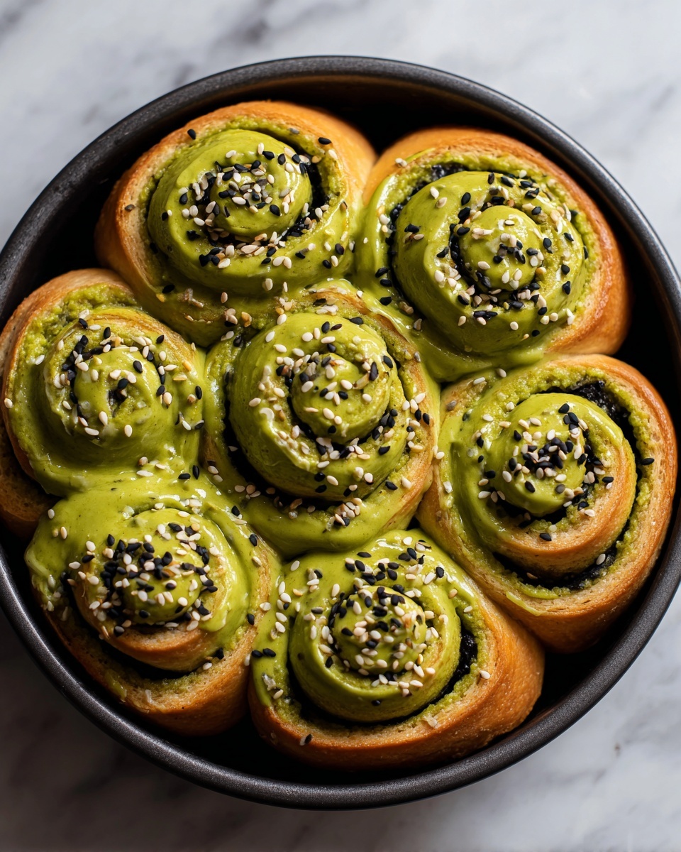 Vegan Matcha Black Sesame Cinnamon Rolls Recipe - Recipe Image