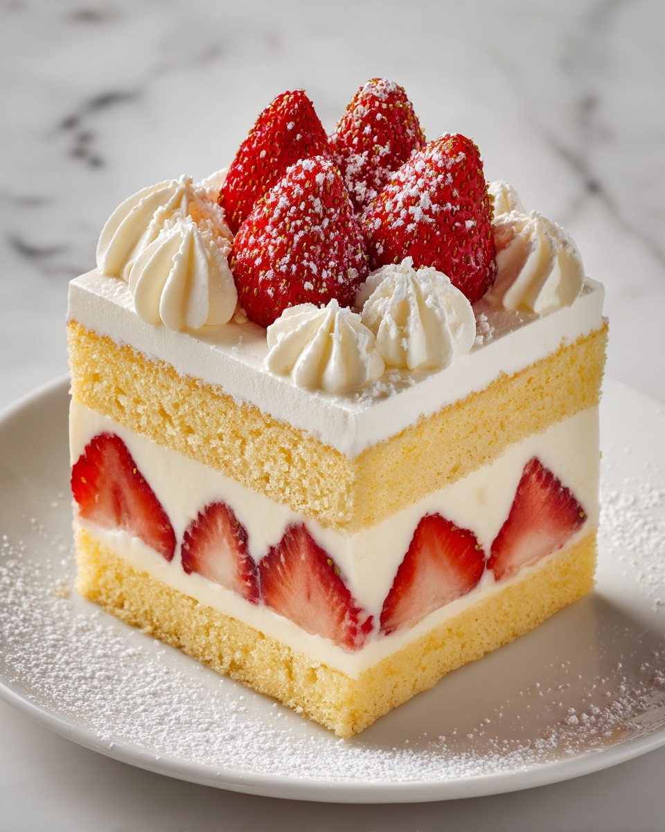 Japanese Strawberry Sponge Cake (Strawberry Shortcake) Recipe - Recipe Image