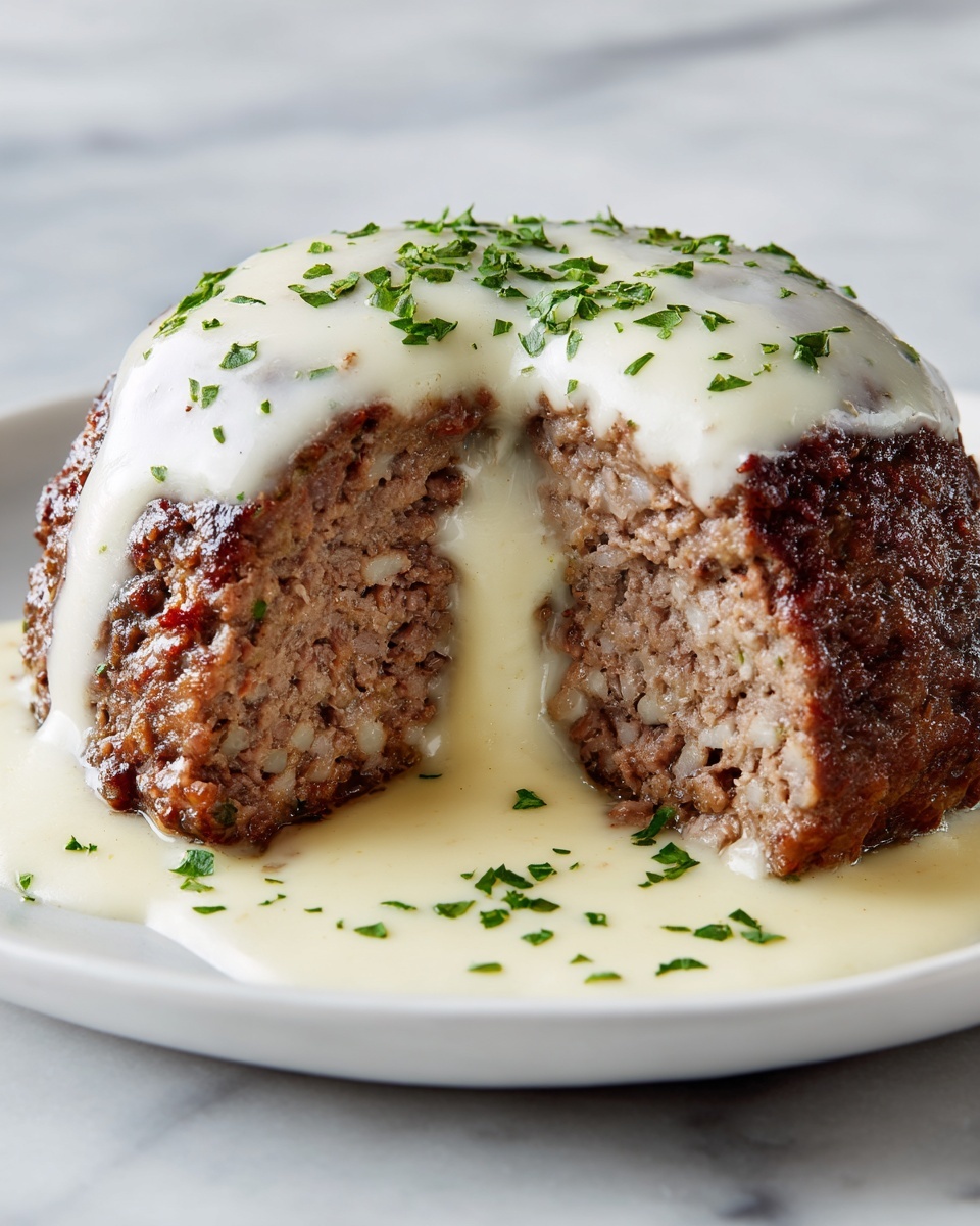 Chicken Cordon Bleu Meatloaf with Creamy Mushroom Sauce Recipe - Recipe Image