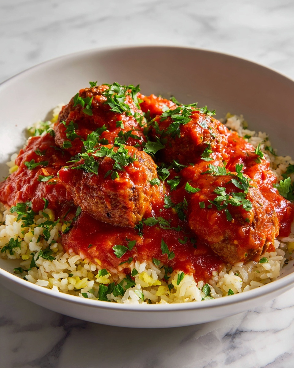 Meatballs With Tomato Sauce and Rice Recipe - Recipe Image