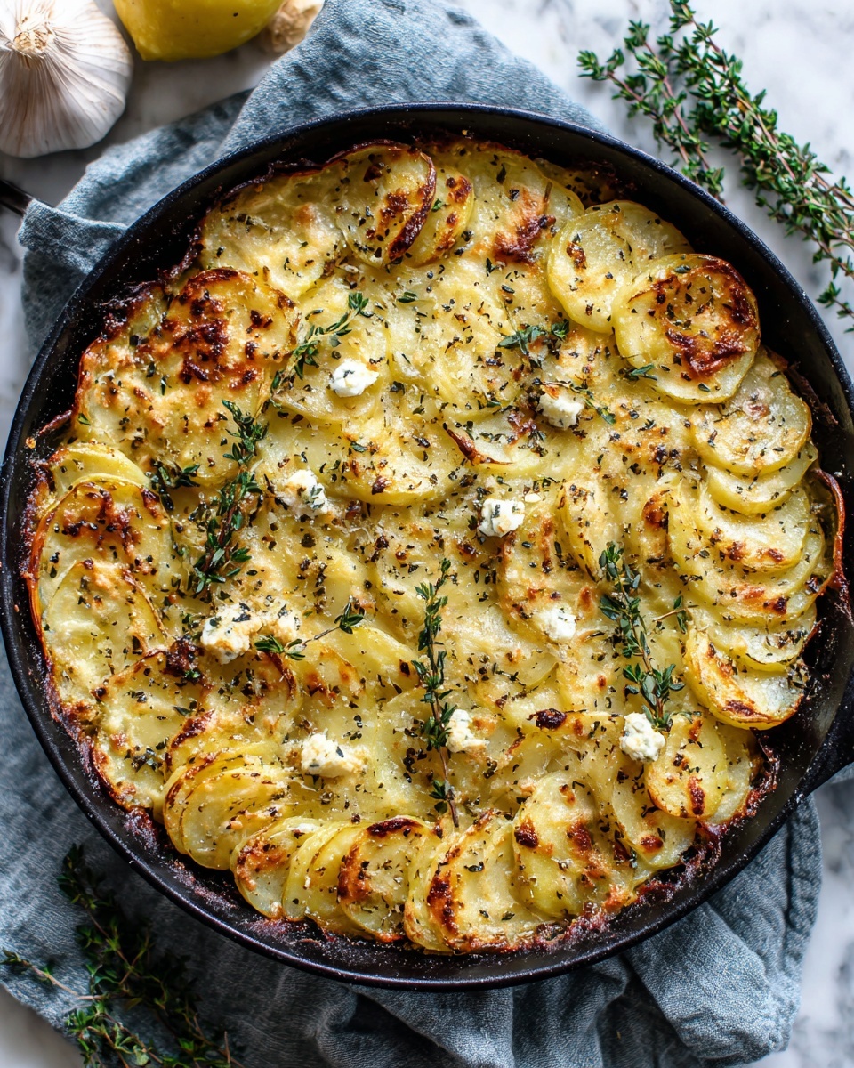 Roasted Potatoes with Baked Feta and Garlic Recipe - Recipe Image