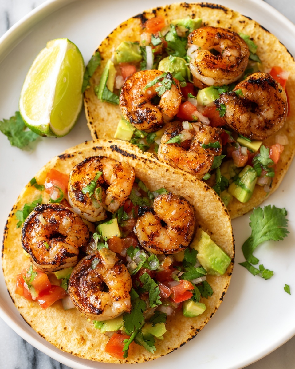 Grilled Shrimp Tacos with Avocado Salsa Recipe - Recipe Image