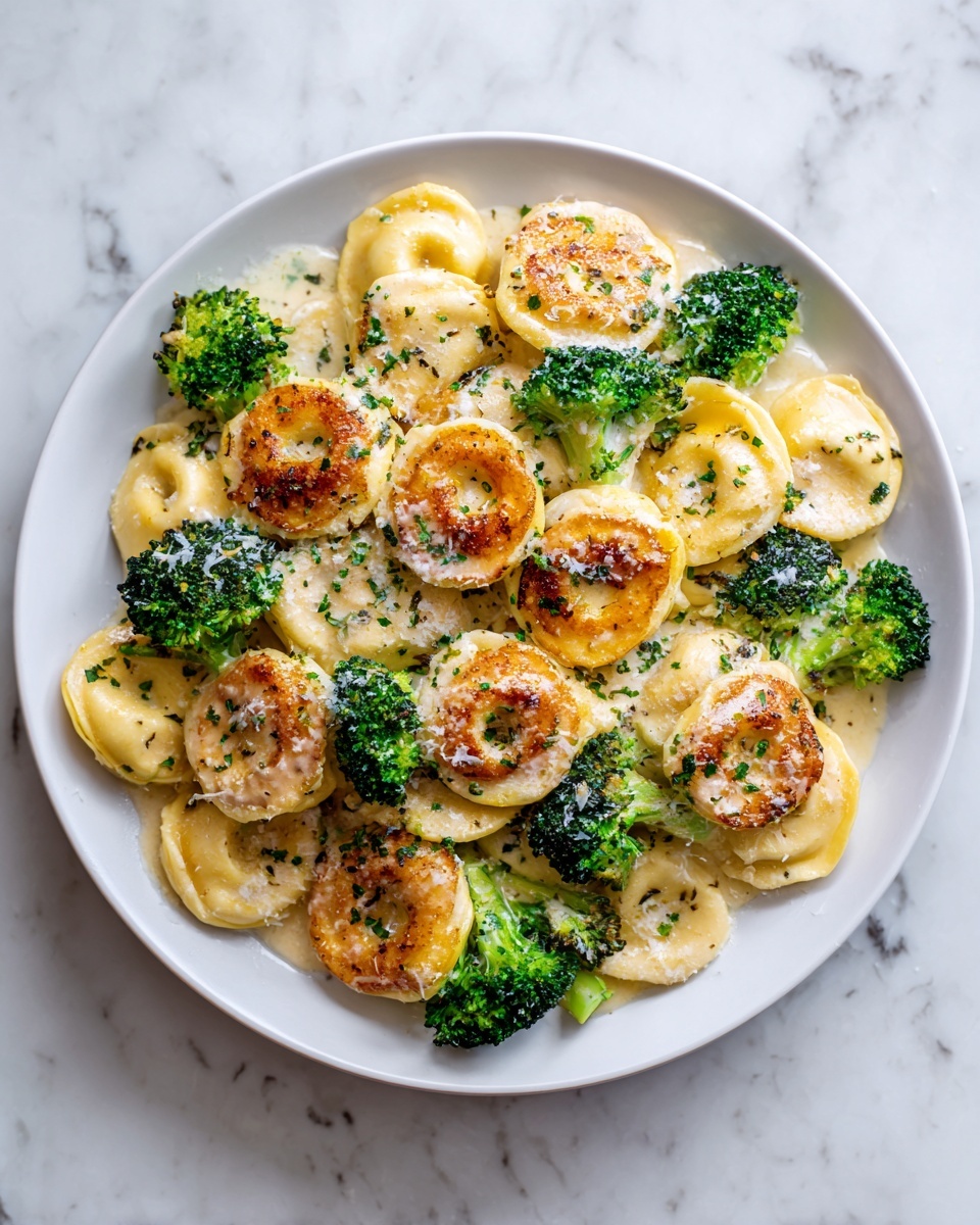 Creamy Garlic Parmesan Tortellini with Chicken & Broccoli Recipe - Recipe Image