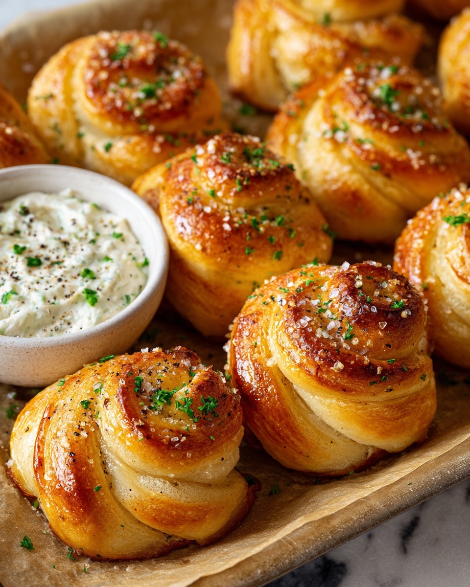 Garlic Knots with Homemade Garlic Butter Sauce Recipe - Recipe Image