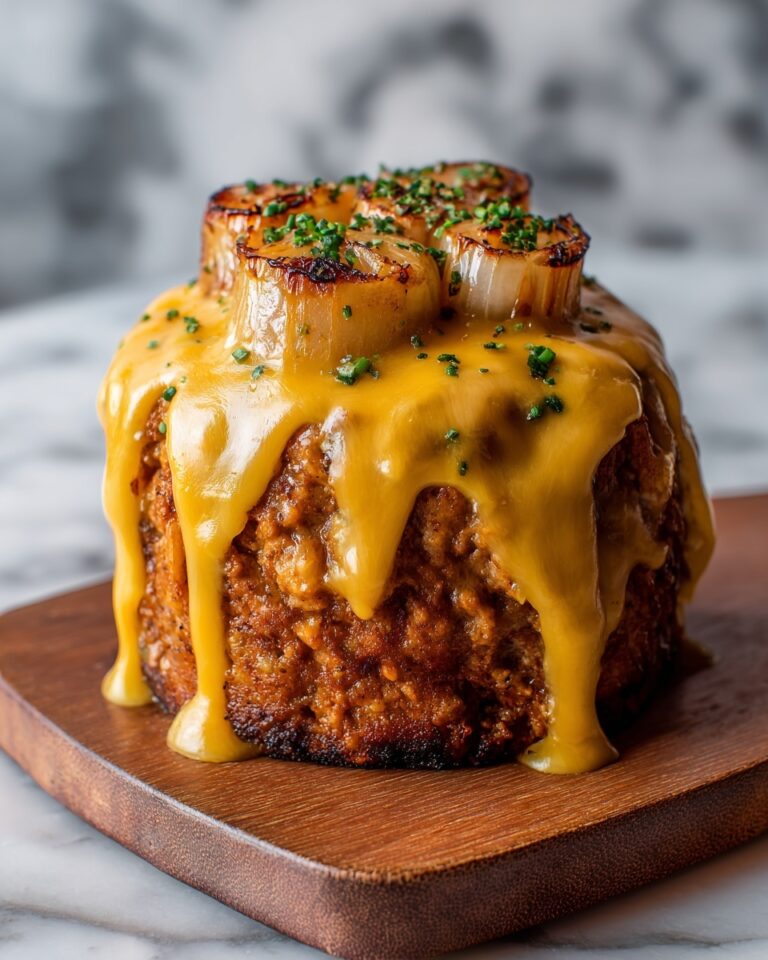 Crockpot French Onion Meatloaf with Melted Swiss Cheese Recipe