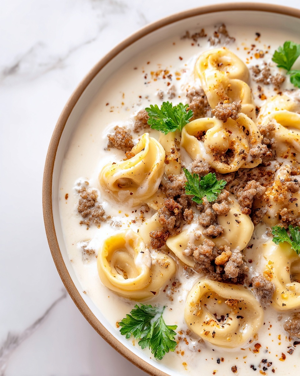Beef Tortellini Alfredo Recipe - Recipe Image