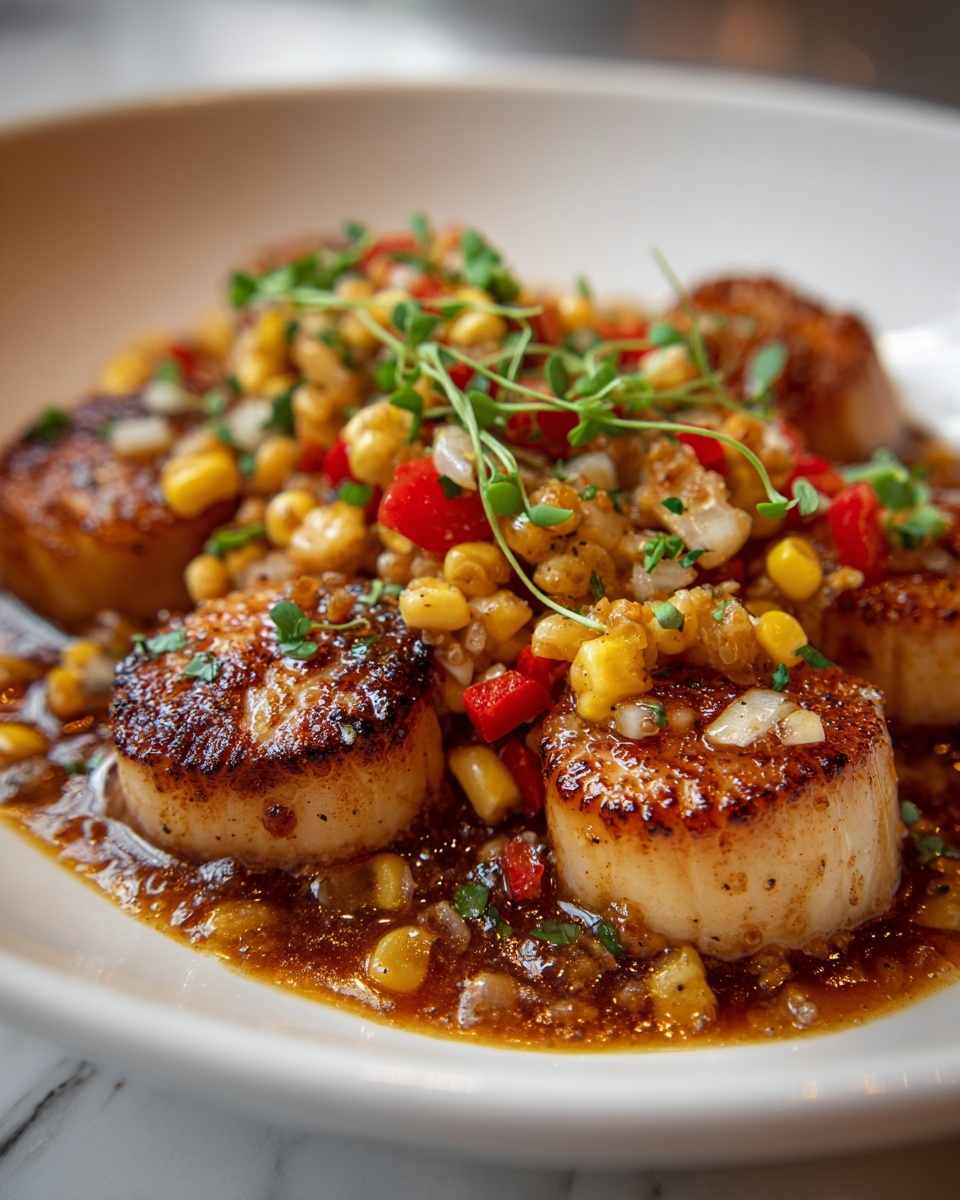 Scallops with Sautéed Corn & Chimichurri Recipe - Recipe Image
