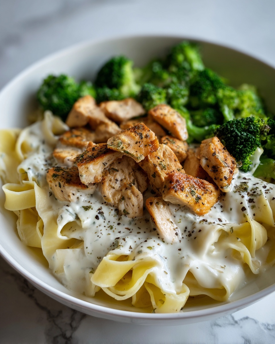 Creamy Chicken and Broccoli Alfredo Fettuccine Recipe - Recipe Image