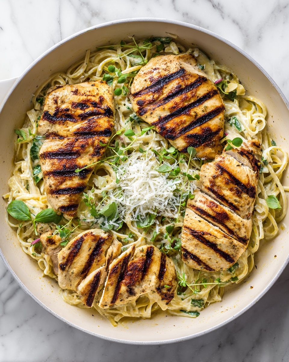 Creamy Parmesan Orzo with Chicken and Asparagus Recipe - Recipe Image