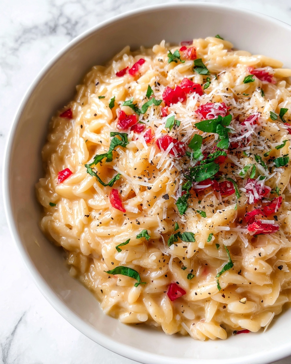 Creamy Garlic Parmesan Orzo Recipe - Recipe Image