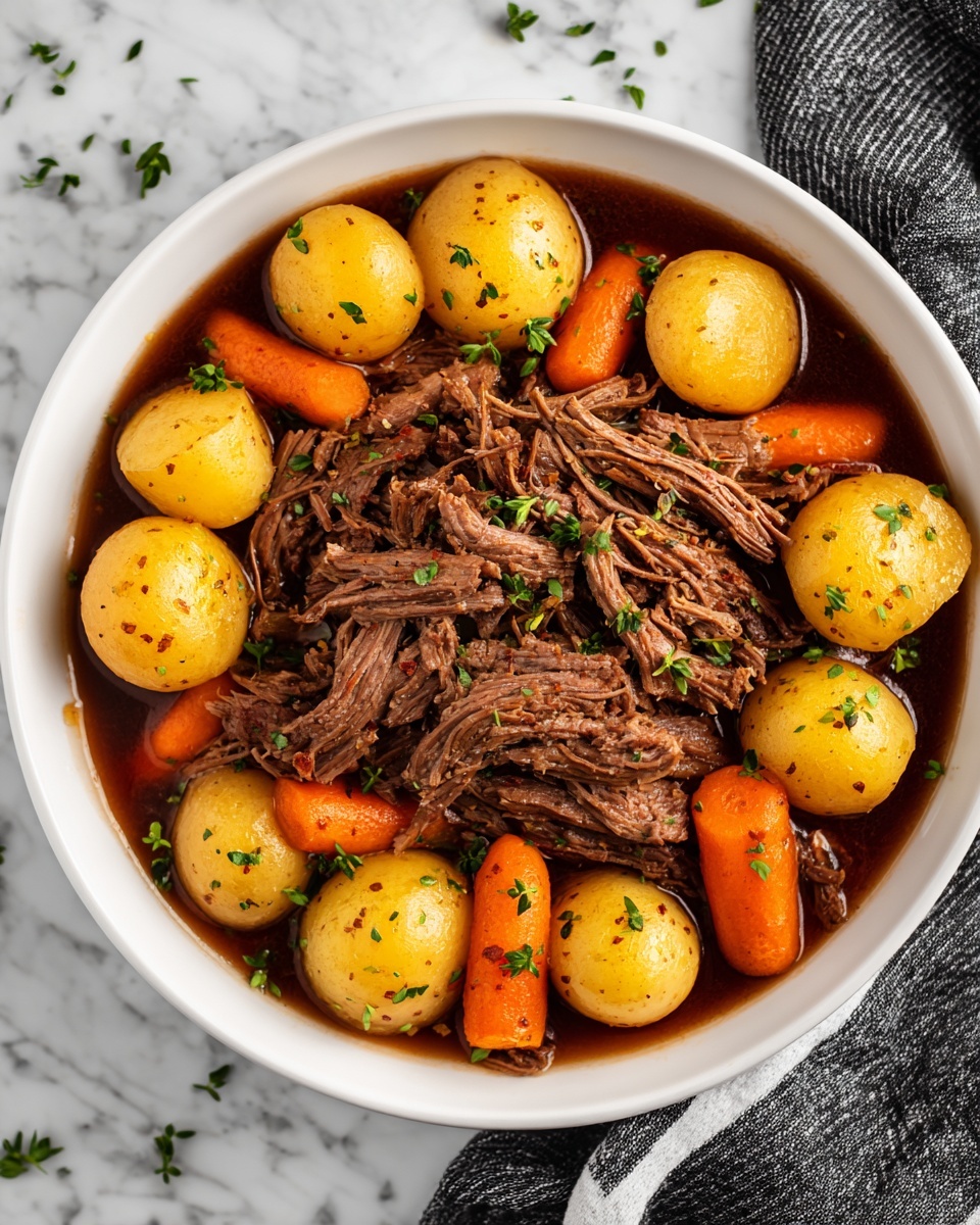 Crock Pot Pot Roast with Vegetables and Aromatic Herbs Recipe - Recipe Image