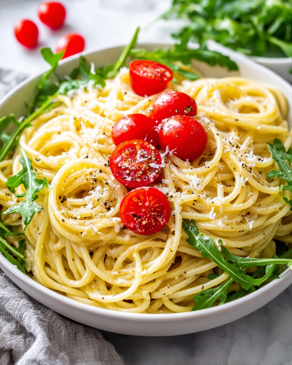 Creamy Avocado Pasta with Cherry Tomatoes and Arugula Recipe - Recipe Image