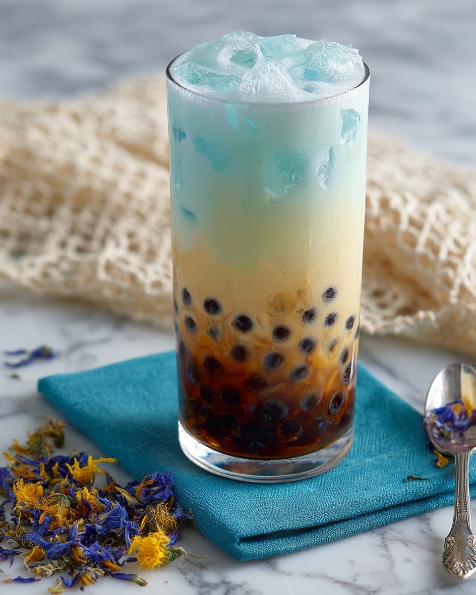 Butterfly Pea Milk Tea with Boba (Easy Bubble Tea) Recipe - Recipe Image