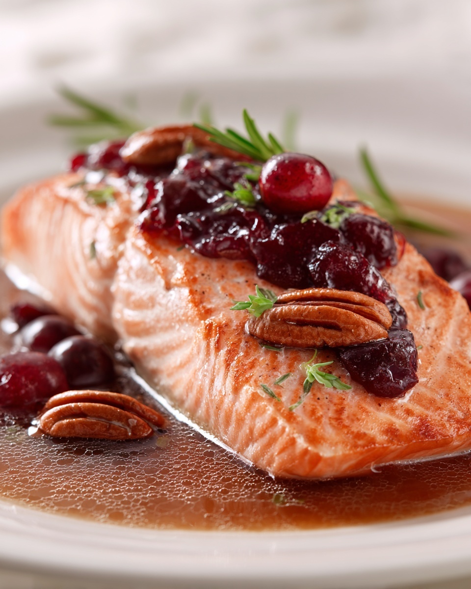 Baked Salmon with Cranberry Salsa and Pecans Recipe - Recipe Image