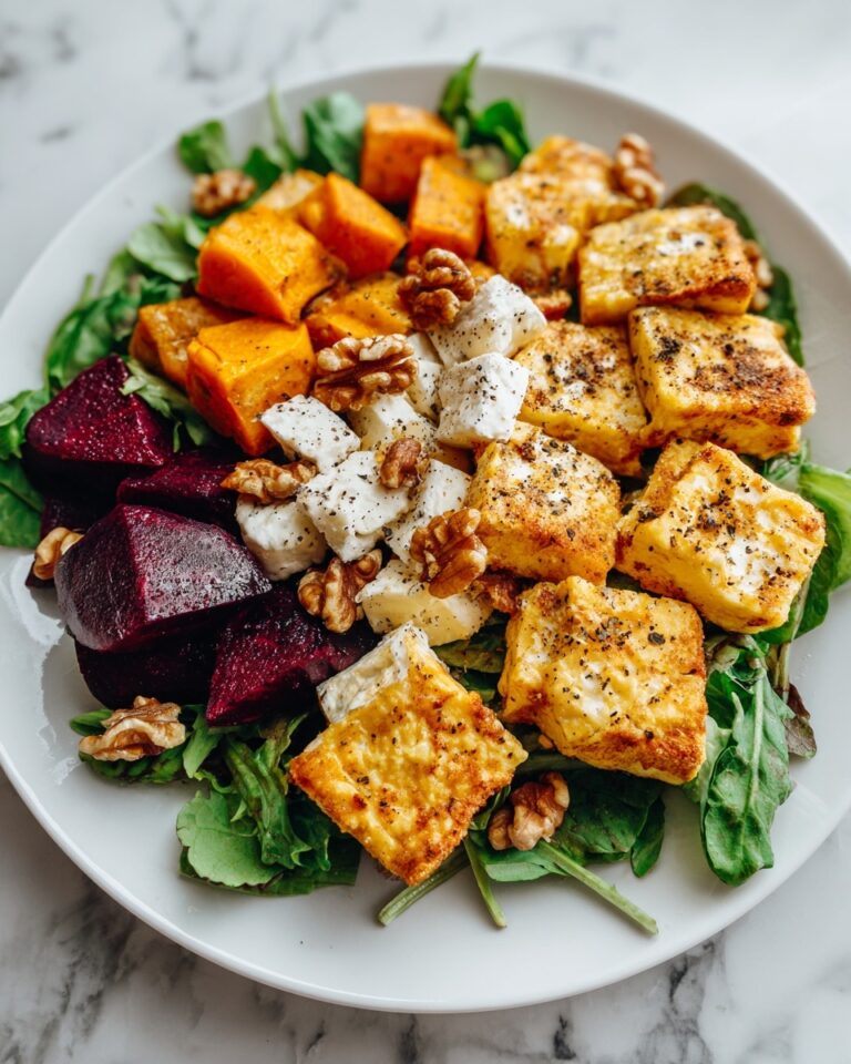 Creamy Roasted Beet Salad with Sweet Potato and Feta Recipe