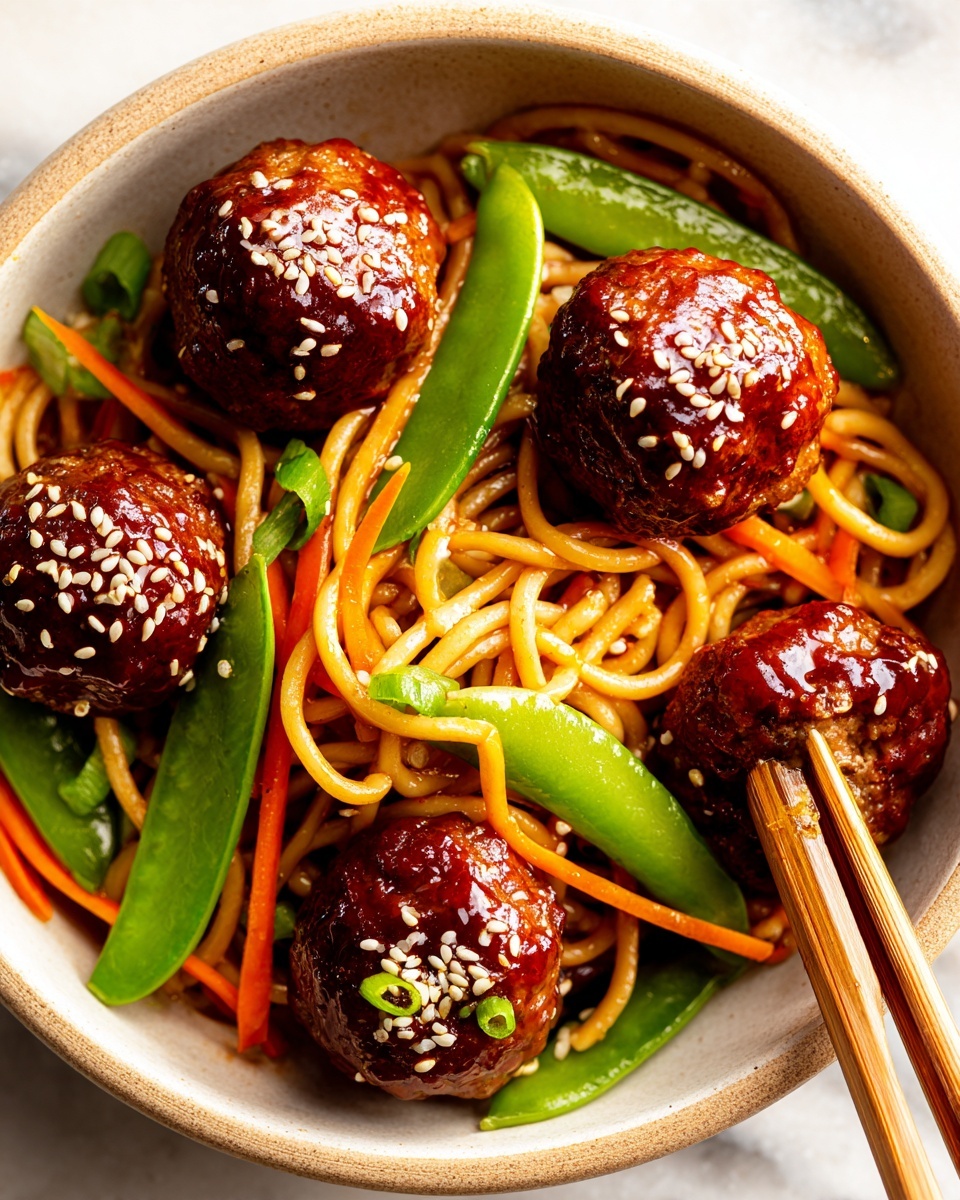 Asian Meatballs with Yakisoba Recipe - Recipe Image