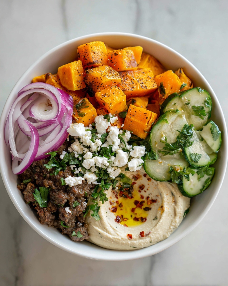 Ground Beef Bowls with Roasted Sweet Potatoes and Fresh Toppings Recipe - Recipe Image