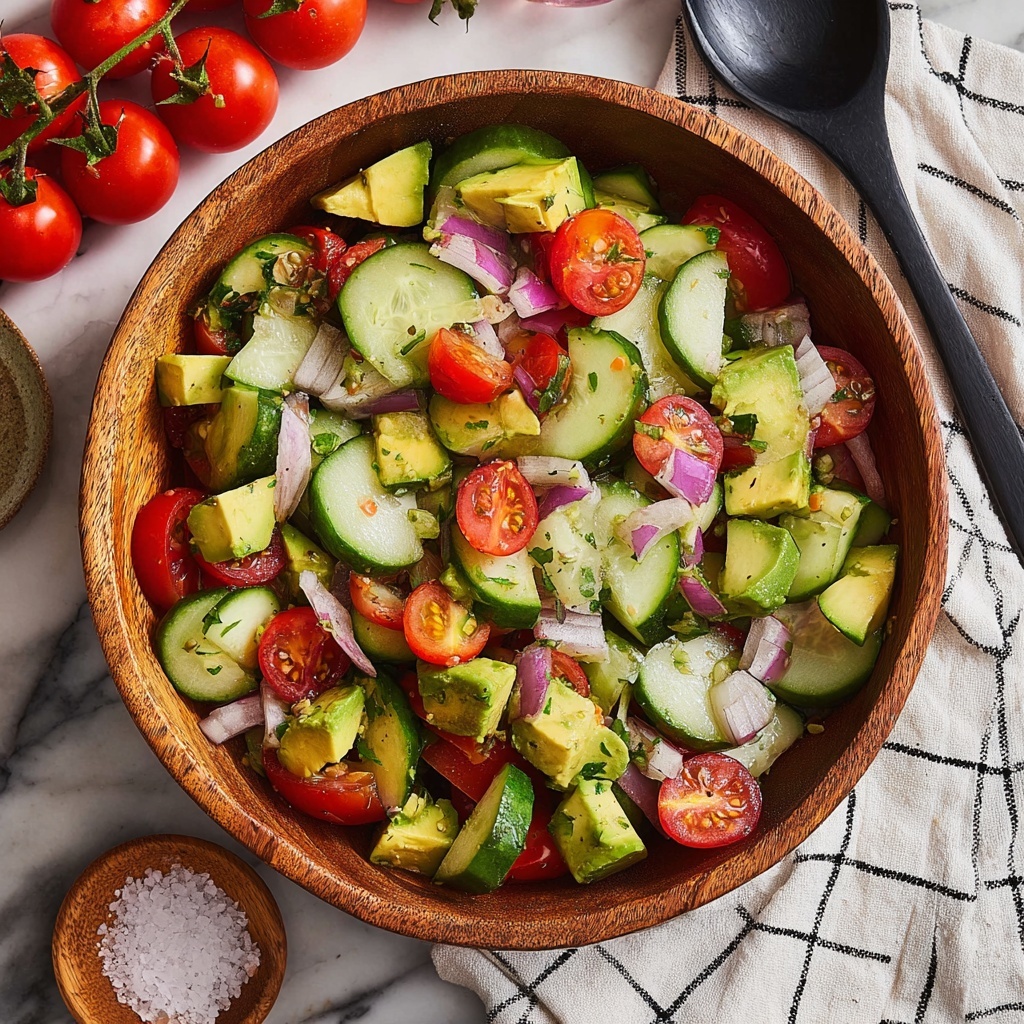 Cucumber Tomato Avocado Salad Recipe - Recipe Image