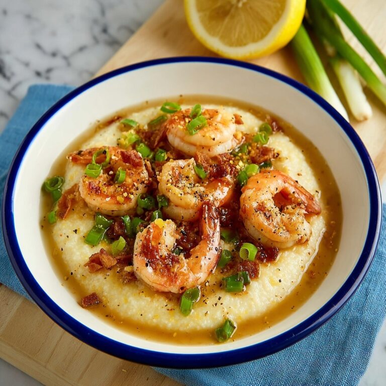 Shrimp and Grits with Bacon, Garlic, and Lemon Sauce Recipe