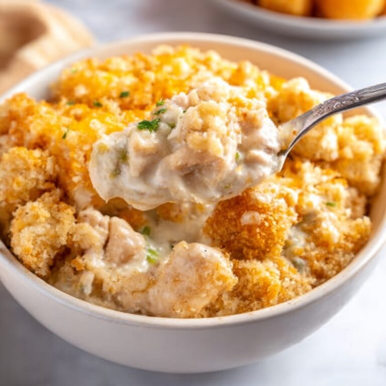Creamy Chicken Rice Casserole with Ritz Cracker Topping Recipe