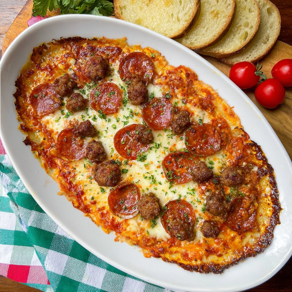 Hot Honey Pepperoni and Sausage Pizza Dip Recipe - Recipe Image
