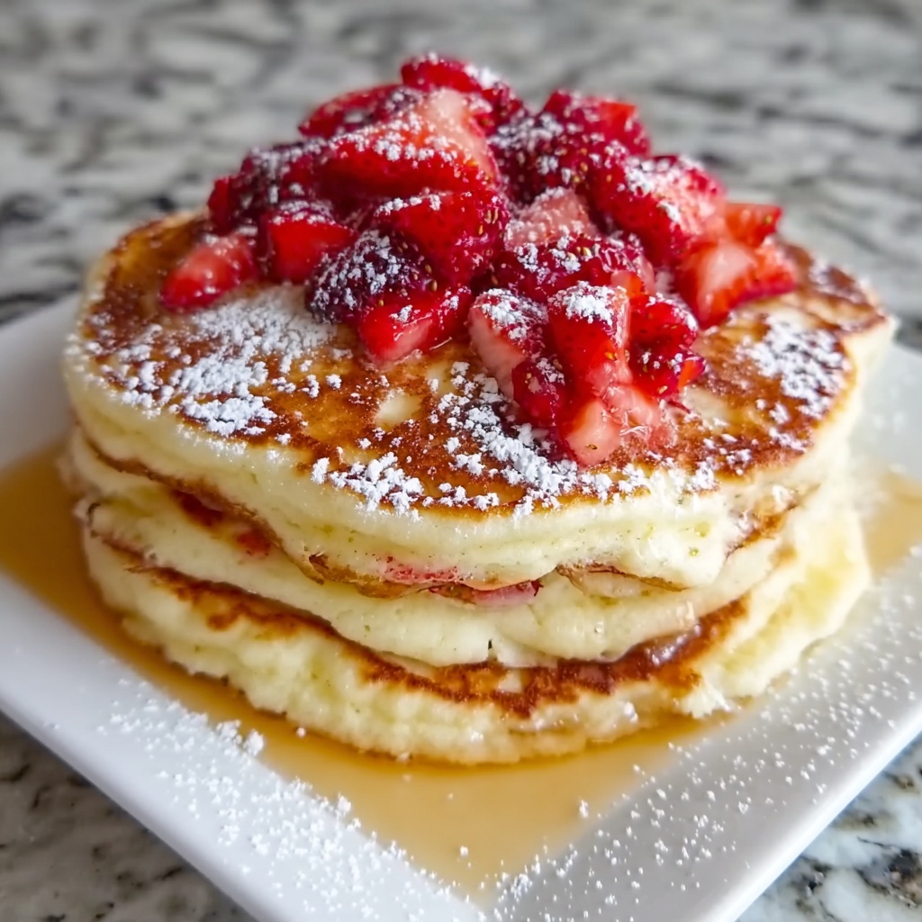 Fluffy Strawberry Cheesecake Pancakes Recipe - Recipe Image