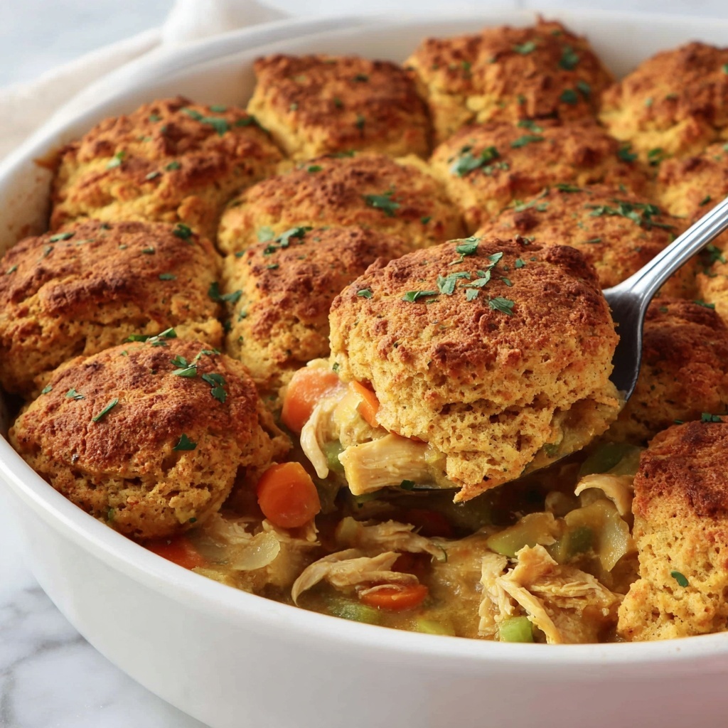 Buffalo Chicken Pot Pie with Cheddar Biscuit Topping Recipe - Recipe Image