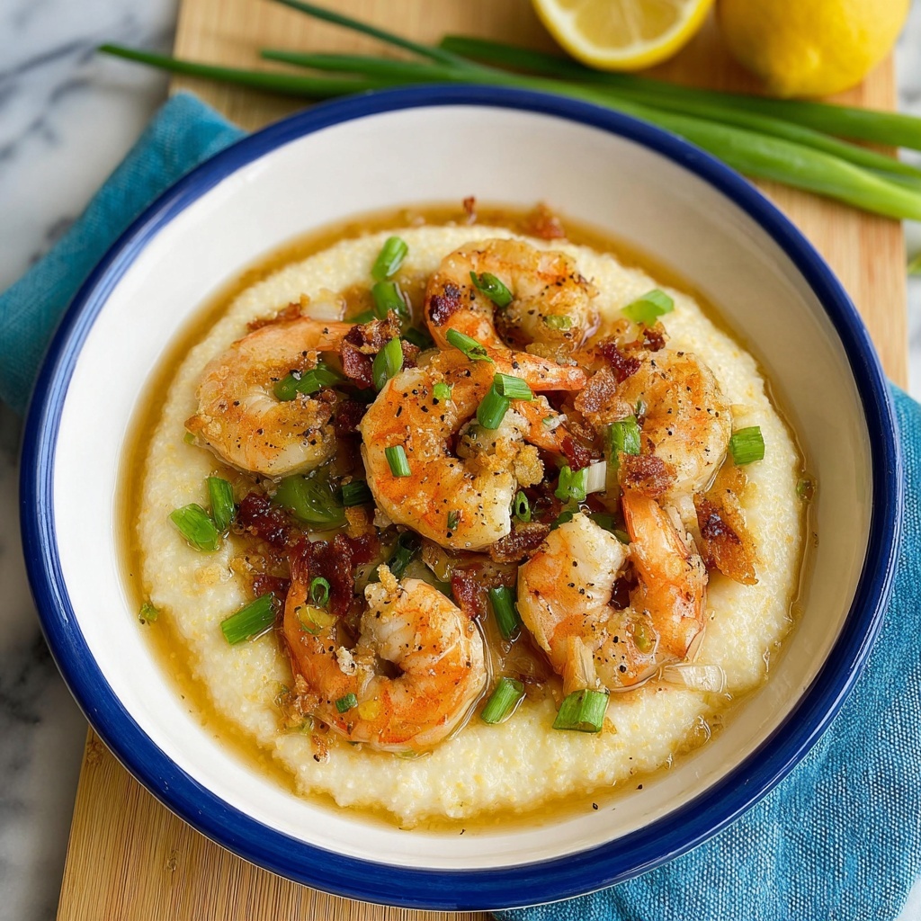 Shrimp and Grits with Bacon, Garlic, and Lemon Sauce Recipe - Recipe Image