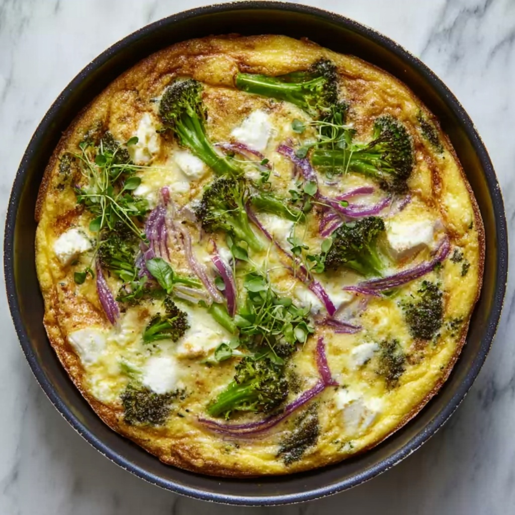 Broccolini, Bacon, and Feta Oven-Baked Frittata Recipe - Recipe Image