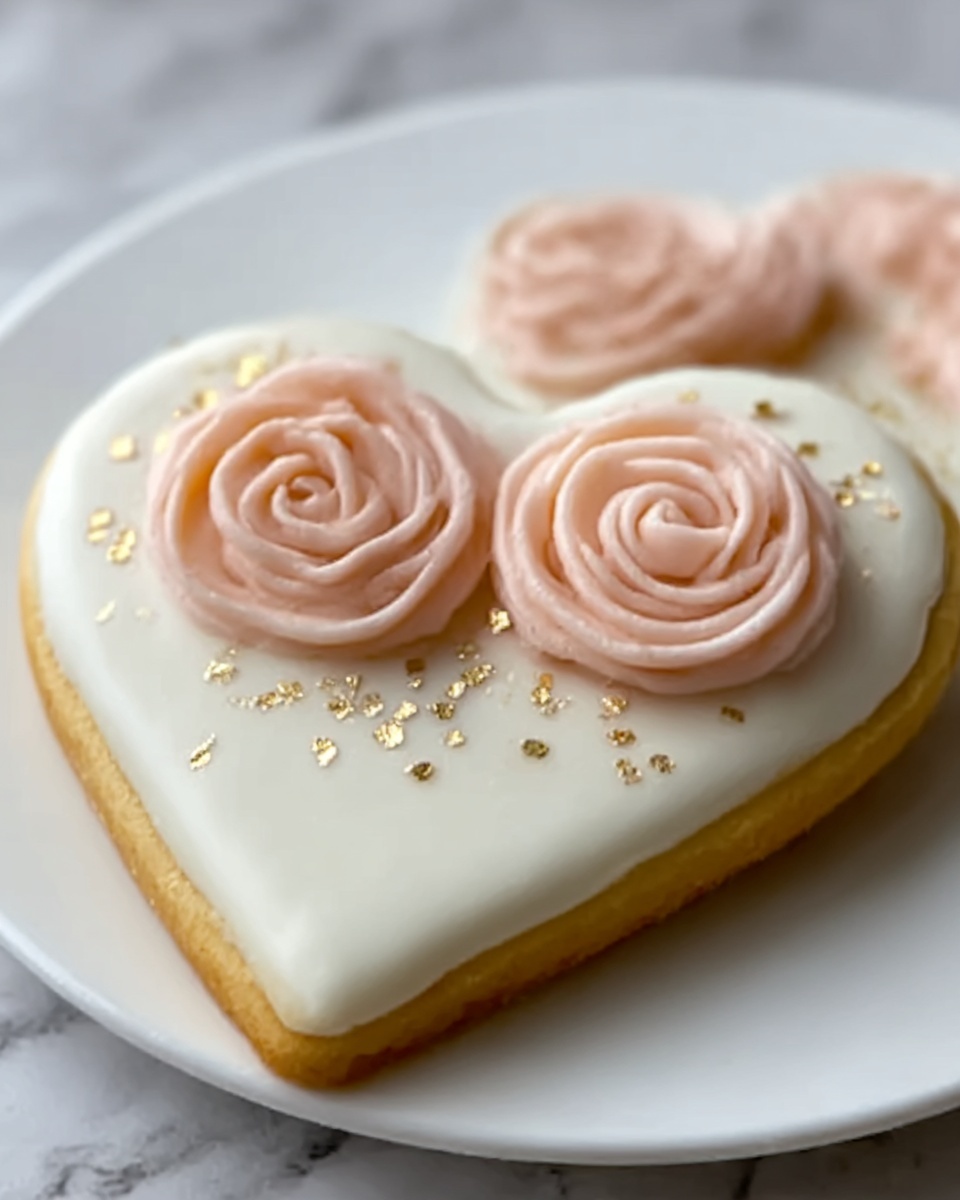 Heart-Shaped Sugar Cookies with Buttercream Roses Recipe - Recipe Image
