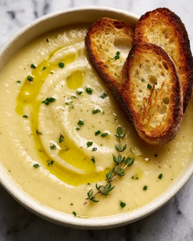 Celeriac Leek Soup with Thyme & Gruyère Toasts Recipe