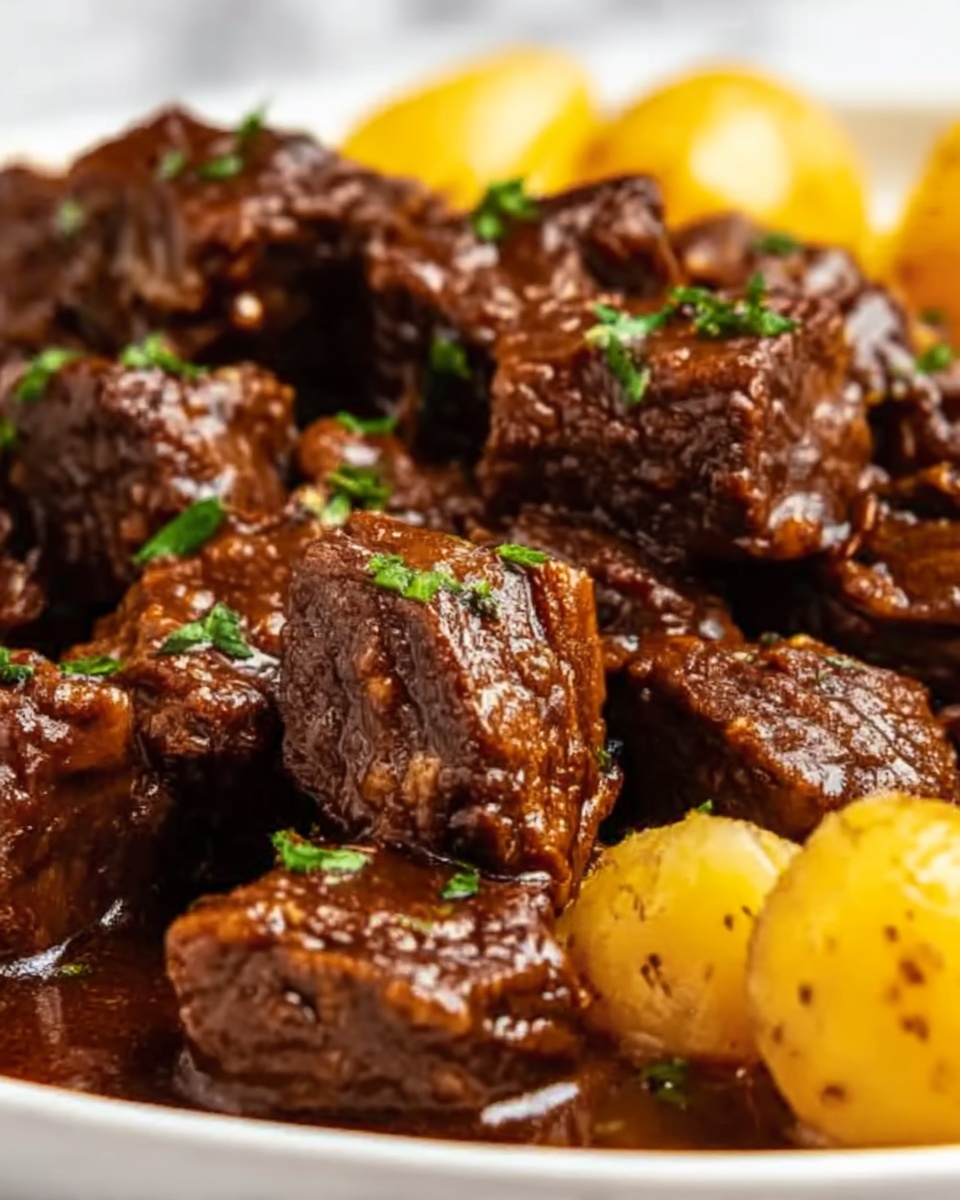 Slow Cooker Garlic Butter Beef Bites & Potatoes Recipe - Recipe Image