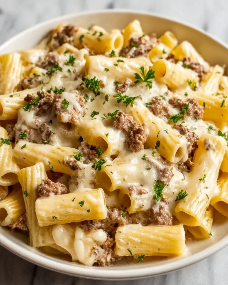 Loaded Cheeseburger Alfredo Pasta Recipe - Recipe Image